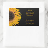 Zwarte achtergrond van gele zonnebloem Land Rustis Rechthoekige Sticker (Tas)