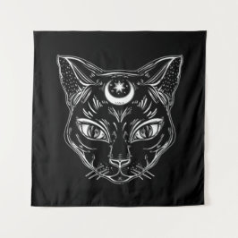Zwarte achtergrond van Raven Black Cat Design Wandkleed