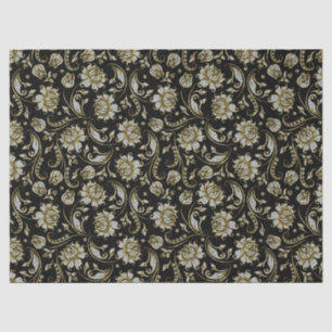 Zwarte achtergrond voor Faux Gold en Glitter Damas Tissuepapier