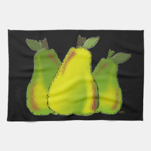 Zwarte achtergrond voor Pears Digital Art Theedoek