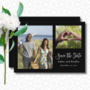 Zwarte Achtergrond Witte QR Code Save the Date Kaart