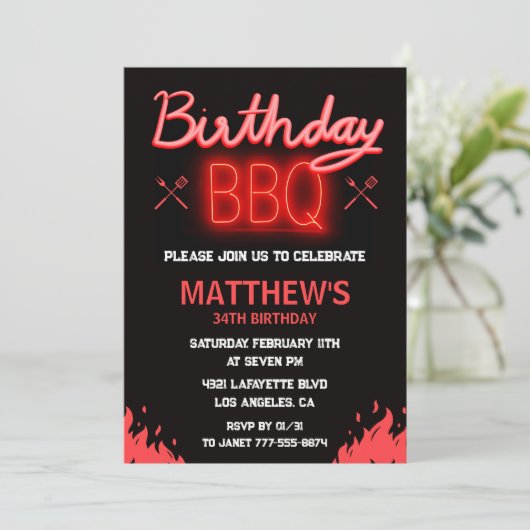 Zwarte achtertuin bbq 34e verjaardag kaart (Staand voorkant)