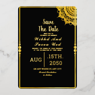 Zwarte Acryl Trouw Luxe Save the Date Folie Uitnodiging