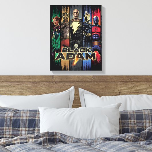 Zwarte Adam-tekens in stripes Canvas Afdruk (Insitu (Slaapkamer))
