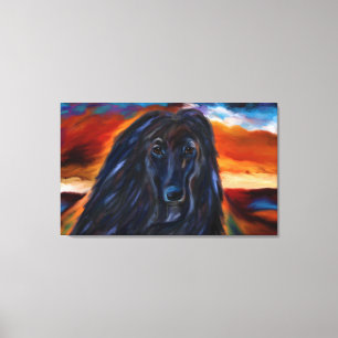 Zwarte Afghaanse Windhond Kunstproducten! Canvas Afdruk