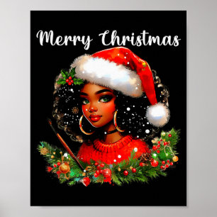 Zwarte Afrikaanse Meisje Grappig Kerstmis Amerikaa Poster