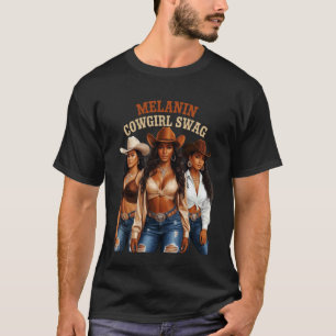 Zwarte Afrikaanse Melanine Cowgirl Swag Western Co T-shirt
