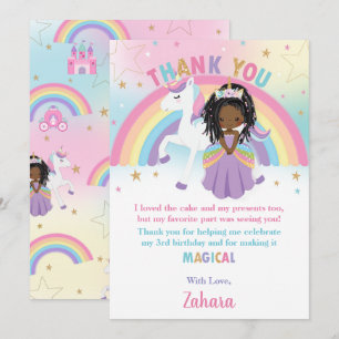Zwarte Afrikaanse prinses regenboog eenhoorn verja Bedankkaart