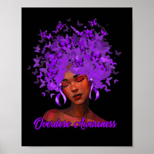 Zwarte Afrikaanse vrouw Afro Paars Ribbon Overdose Poster