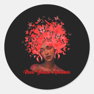 Zwarte Afrikaanse vrouw Afro Vlinder Lint Rode Har Ronde Sticker