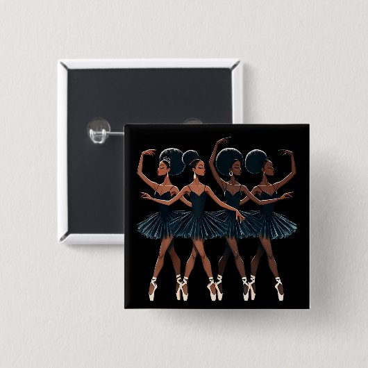 Zwarte Afro-Amerikaanse Ballerina Ballet Dance Gir Vierkante Button 5,1 Cm (Voorkant /achterkant)