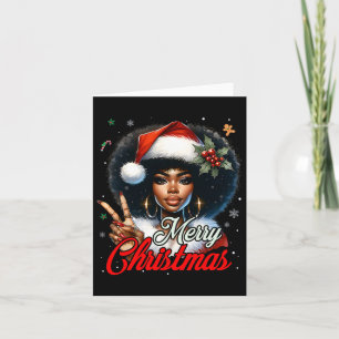 Zwarte Afro-Amerikaanse kerst meisje Melanin Sant Kaart