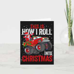 Zwarte Afro-Amerikaanse Kerstman Monstertruck C Kaart