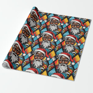 Zwarte Afro-Amerikaanse Santa Claus Urban Graffiti Cadeaupapier