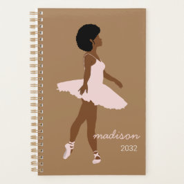 Zwarte afro hair ballerina illustratienaam planner