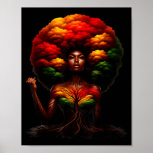 Zwarte Afro Koningin Vrouw Afrikaanse Wortels Mela Poster