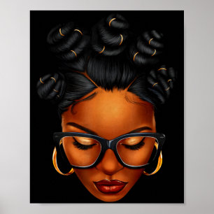 Zwarte Afro Vrouw Afrika Zwarten Geschiedenis Maan Poster