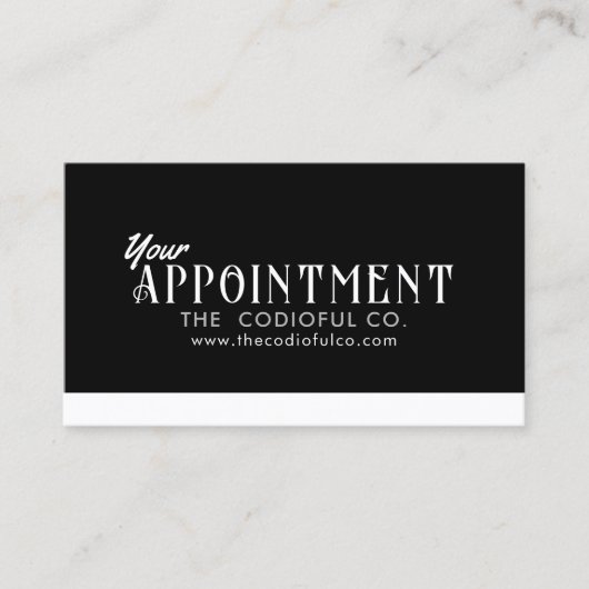 Zwarte afspraakkaart klantenkaartje (Voorkant)