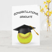 Zwarte afstudeerdop op een gele softbal kaart (Gele Bloem)