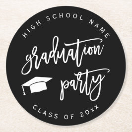 Zwarte Afstudeerfeest Klas van  Ronde Kartonnen Onderzetter
