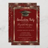 Zwarte afstudeerhoed diamanten Rode afstuderen Kaart (Voorkant / Achterkant)