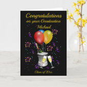 Zwarte afstuderen Celebration-kaart Kaart (Gele Bloem)