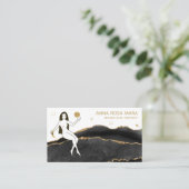 ** Zwarte Agaat Gouden Glitter Godin Celestial Visitekaartje (Staand voorkant)