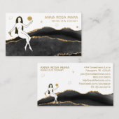 ** Zwarte Agaat Gouden Glitter Godin Celestial Visitekaartje (Voorkant / Achterkant)