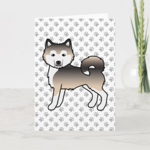 Zwarte Alaskaanse Malamute Schattige Cartoon Hond Kaart