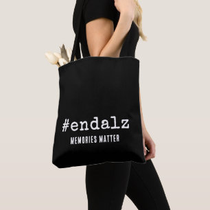 Zwarte Alzheimer bewustzijn hashtag Stop Alzheimer Draagtas