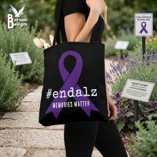 Zwarte Alzheimer bewustzijn hashtag Stop Alzheimer Draagtas