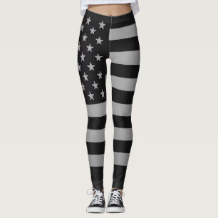 Zwarte Amerikaanse Vlag Moderne Rand Monochroom Leggings