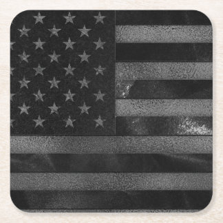 Zwarte Amerikaanse vlag Vierkante Kartonnen Onderzetter