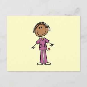 Zwarte Amerikaanse vrouwelijke Stick Figure Verple Briefkaart