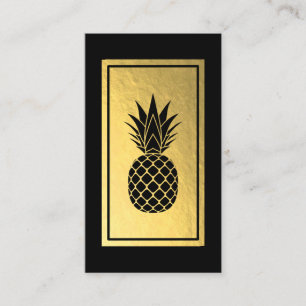 Zwarte anananas Faux Gold Foil Visitekaartje