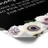 Zwarte Anemoon en Paarse Bloemen Douche Bloemenbar Poster (Hoek)