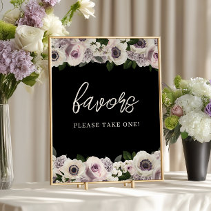 Zwarte Anemoon & Paarse Bloemen Vrijgezellenfeest Poster