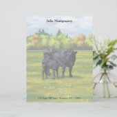 Zwarte Angus-Koe en Cute Calf in Summer Pasture Le Briefhoofd (Staand voorkant)