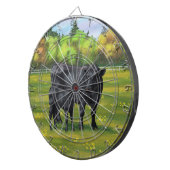 Zwarte Angus-Koe en Cute Calf in zomerperiode Dartbord (Voorkant Rechts)