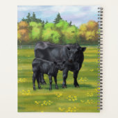 Zwarte Angus-Koe en Cute Calf in zomerperiode Planner (Achterkant)
