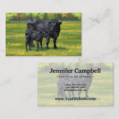 Zwarte Angus-Koe en Cute Calf in zomerperiode Visitekaartje (Voorkant / Achterkant)