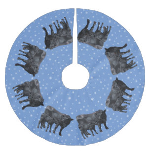 Zwarte Angus-Koe en Cute Calf Snowflakes Kerstboom Rok