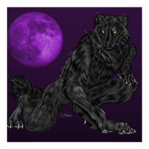 Zwarte Anthro Werewolf Perfect Poster