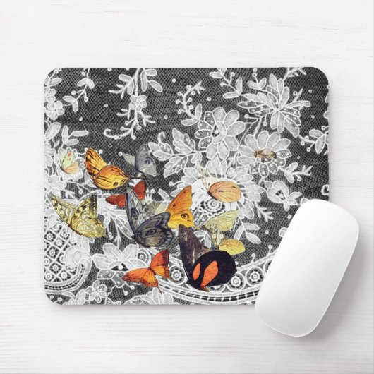 ZWARTE ANTIEK LACE PATTERN MUISMATTEN (Met muis)