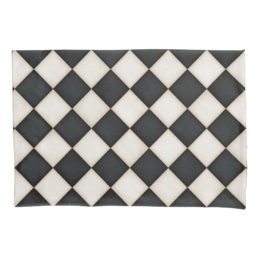 Zwarte & Antiek witte diamanten Kussensloop (Voorkant-Links)