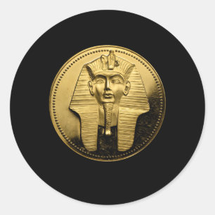 Zwarte antieke Egyptische Golden Pharoah Coin King Ronde Sticker