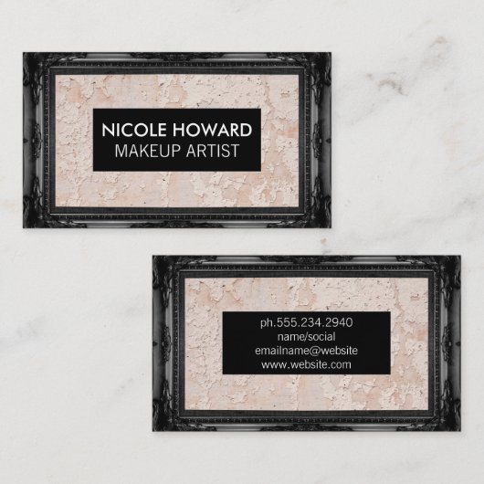 Zwarte Antieke Lijst | Muur Grunge Textuur Visitekaartje (Voorkant / Achterkant)