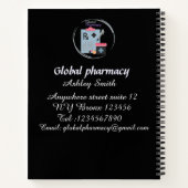 Zwarte apotheek logo elegante minimalist notitieboek (Achterkant)