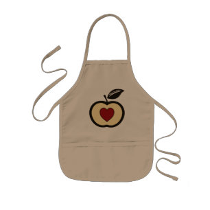 Zwarte appel + Rode Hart Logo Eten om te groeien Kinder Schort