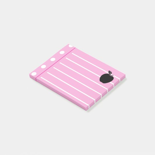 Zwarte Appel Roze noten Post-it® Notes (Schuin)